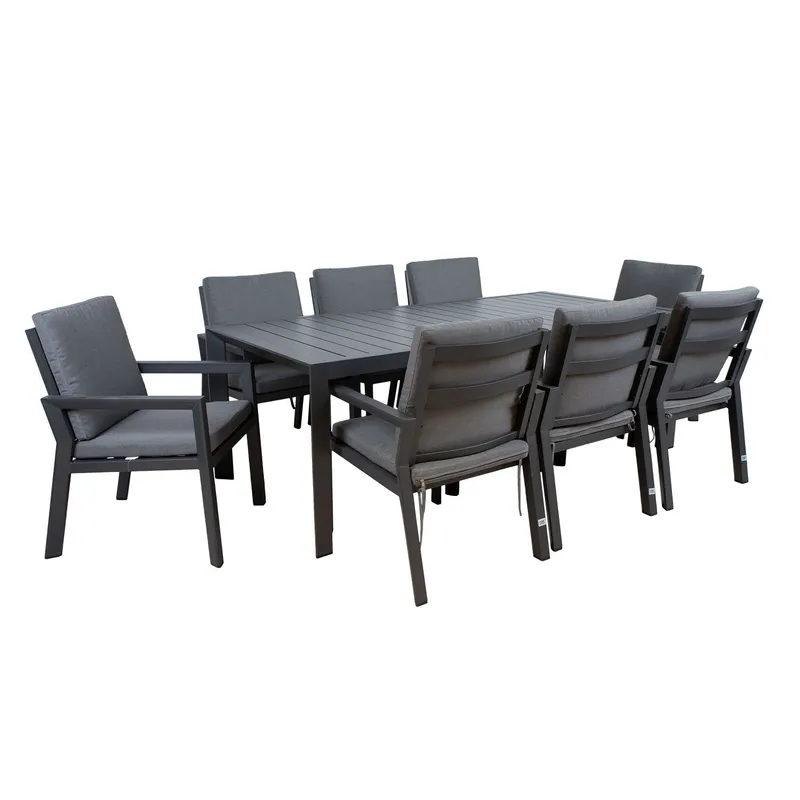 Trädgårdsmöbelset Tomson bord och 8 stolar 61,5 x 68 x 85 cm - Grå — Grå