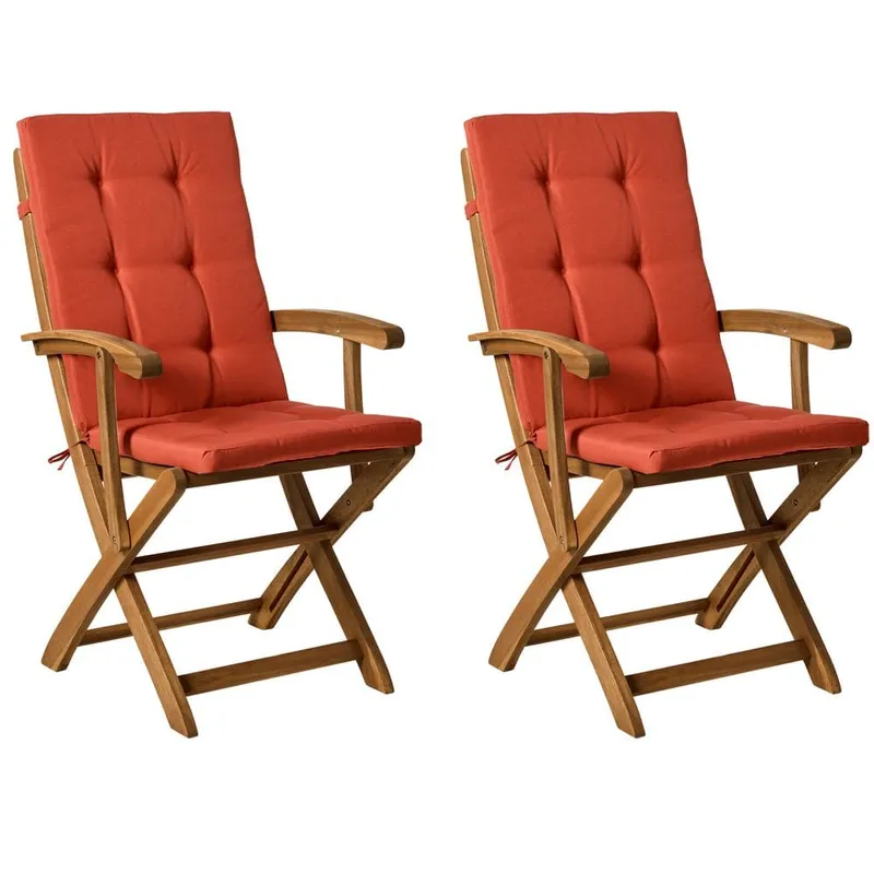 Trädgårdsstol Maui Premium 2-pack - Ljus trä, röd — Ljus trä, röd