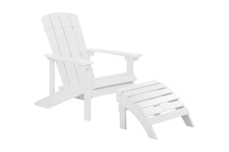 Trädgårdsstol med fotpall vit ADIRONDACK - Vit — Vit
