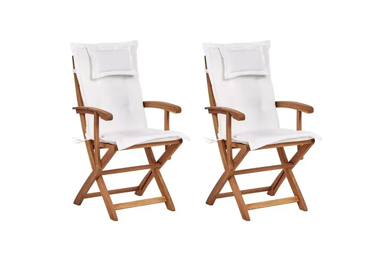 Trädgårdsstol set om 2 Maui II - Ljus trä, Off-white — Ljus trä, Off-white