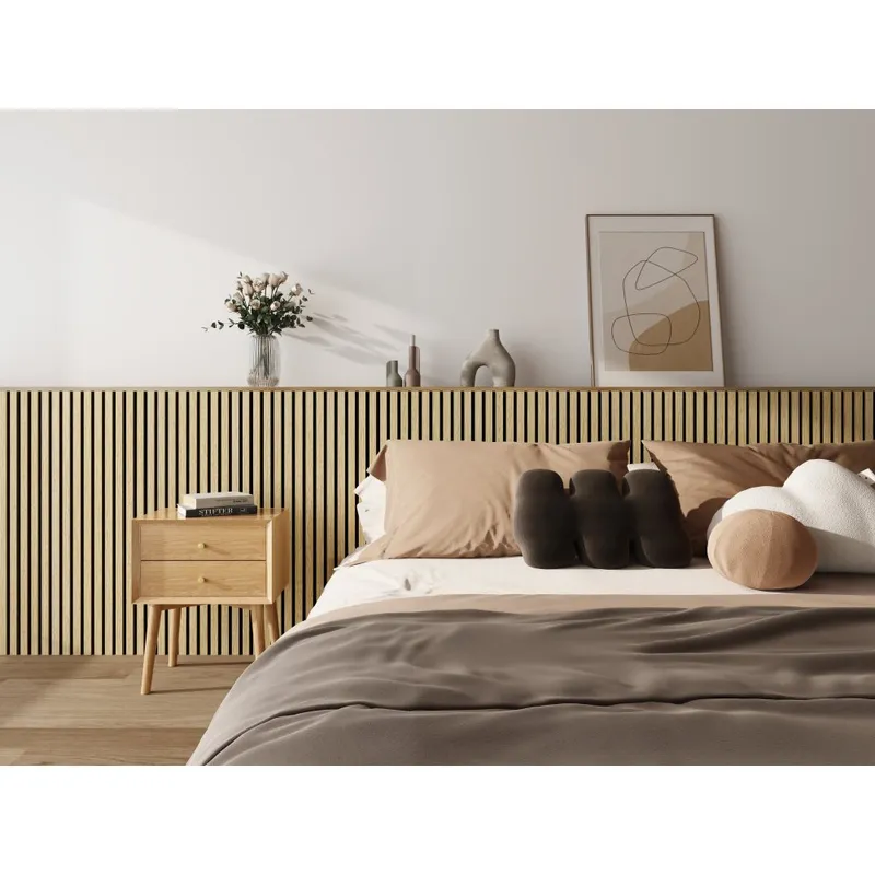 Trälamell Akustikpaneler | 1200x600x18mm | Vit Ek | 2-pack — Lyfco