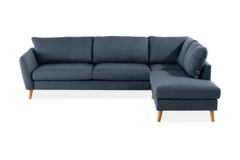 Trend 4-sits Högervänd L-formad Schäslongsoffa i Tyg - Blå — Blå