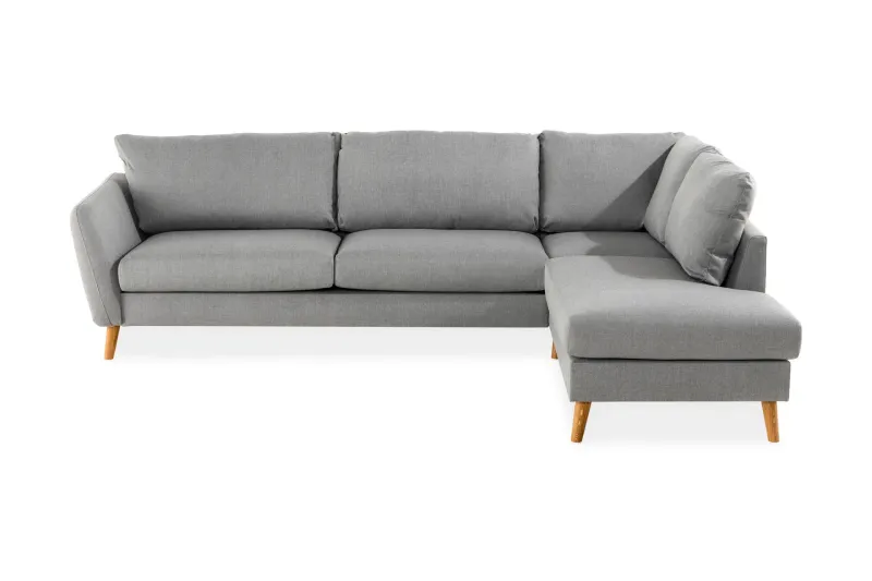 Trend 4-sits Högervänd L-formad Schäslongsoffa i Tyg - Grå — Grå