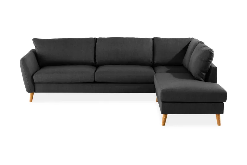 Trend 4-sits Högervänd L-formad Schäslongsoffa i Tyg - Svart — Scandi Days