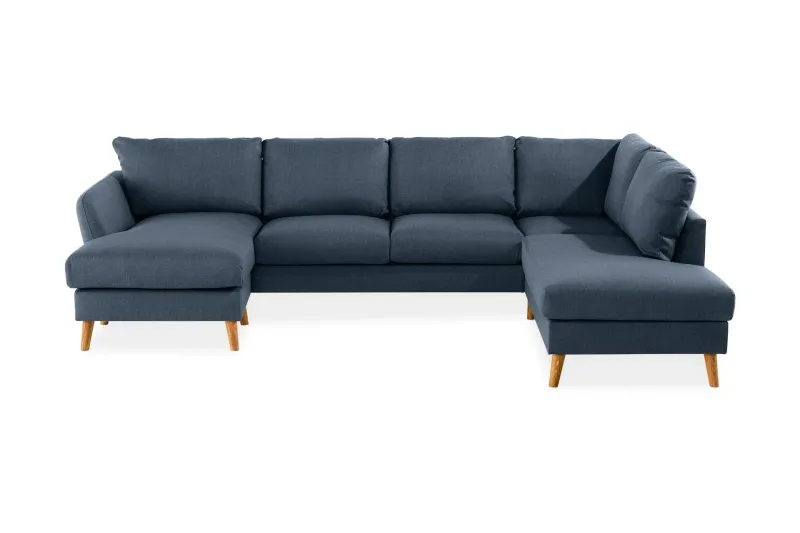 Trend 4-sits Högervänd U-formad Soffa med Divan och Schäslong i Tyg - Blå — Blå