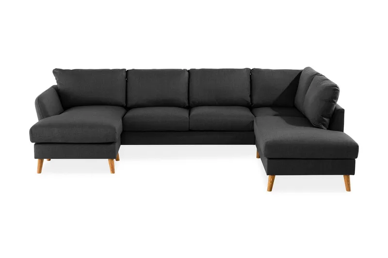 Trend 4-sits Högervänd U-formad Soffa med Divan och Schäslong i Tyg - Svart — Svart