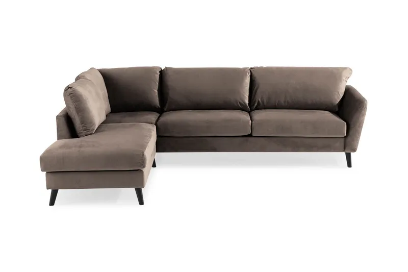 Trend 4-sits Vänstervänd L-formad Schäslongsoffa i Sammet - Brun — Brun