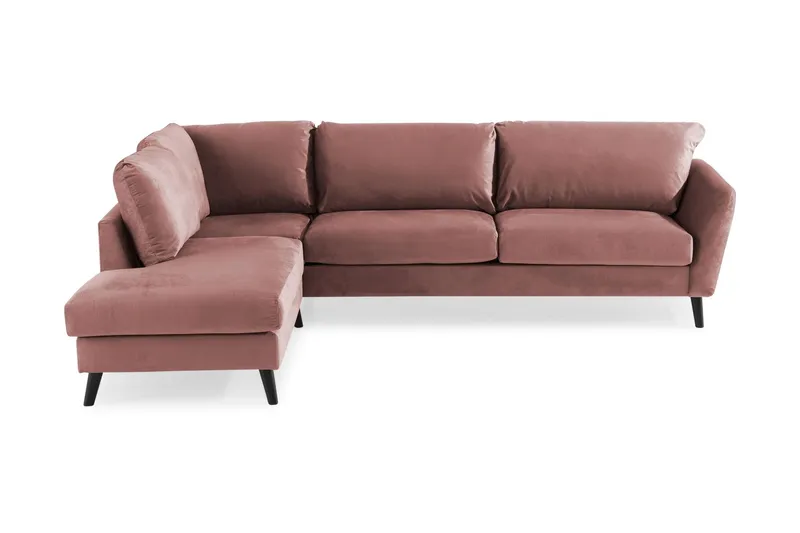 Trend 4-sits Vänstervänd L-formad Schäslongsoffa i Sammet - Rosa — Rosa