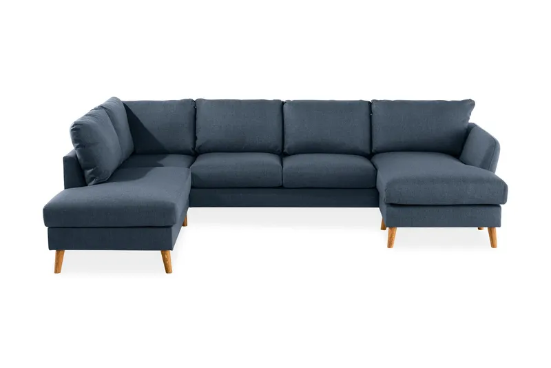 Trend 4-sits Vänstervänd U-formad Soffa med Divan och Schäslong i Tyg - Blå — Blå