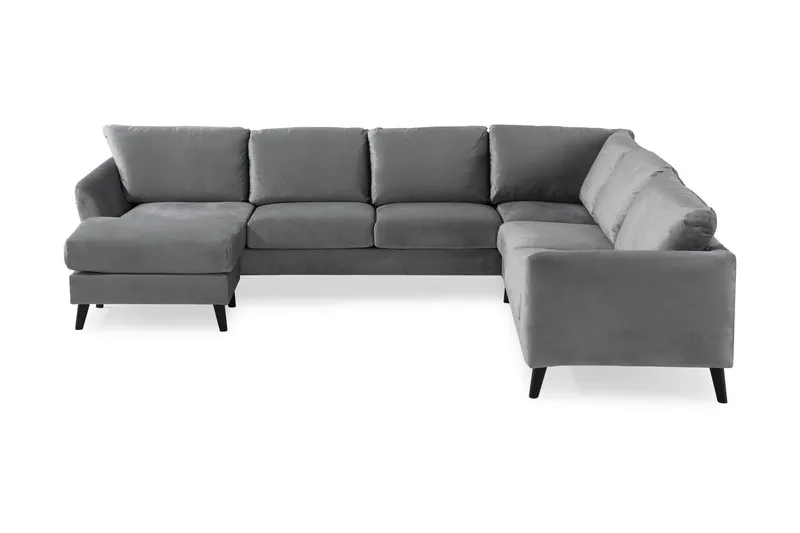 Trend 5-sits Vänstervänd U-formad Hörnsoffa med divan i Sammet - Ljusgrå — Ljusgrå