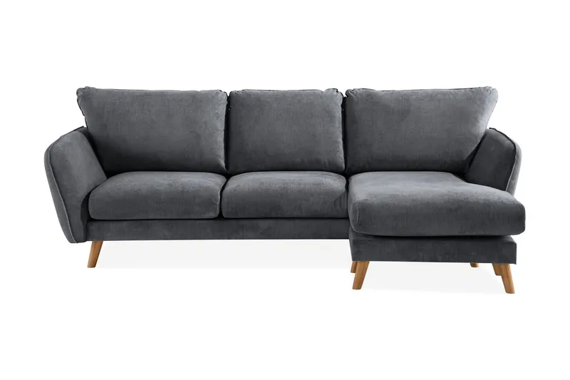 Trend Lyx 3-sits Högervänd L-formad Divansoffa i Tyg - Mörkgrå (Art.nr 665262) — Mörkgrå