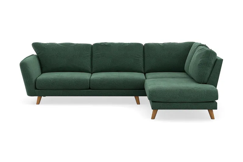 Trend Lyx 4-sits Högervänd L-formad Schäslongsoffa i Sammet - Mörkgrön (Art.nr 1522843) — Mörkgrön