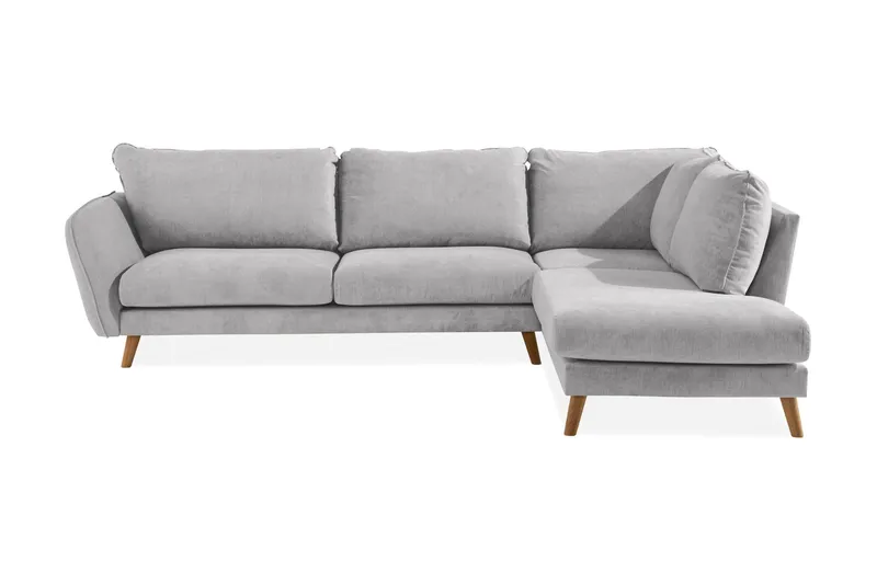 Trend Lyx 4-sits Högervänd L-formad Schäslongsoffa i Tyg - Ljusgrå (Art.nr 665995) — Ljusgrå