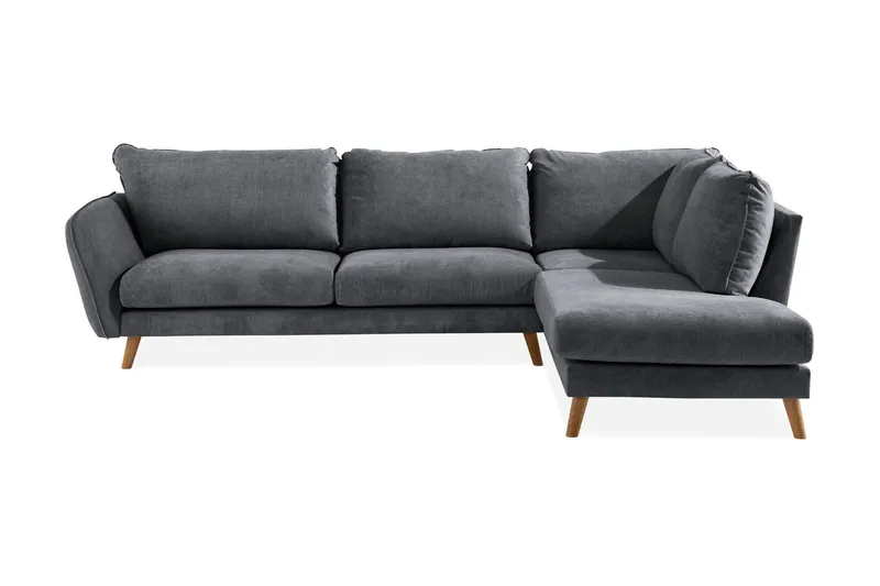 Trend Lyx 4-sits Högervänd L-formad Schäslongsoffa i Tyg - Mörkgrå (Art.nr 665967) — Mörkgrå