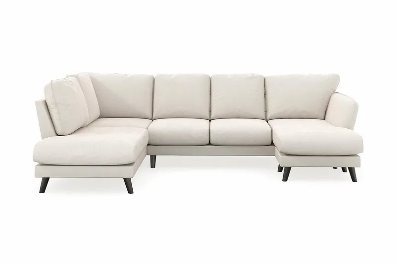 Trend Lyx 4-sits Högervänd U-formad Soffa med Divan och Schäslong i Sammet - Krämvit (Art.nr 1522752) — Krämvit