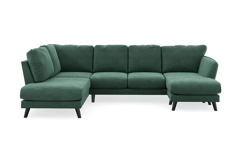 Trend Lyx 4-sits Högervänd U-formad Soffa med Divan och Schäslong i Sammet - Mörkgrön (Art.nr 1522384) — Mörkgrön