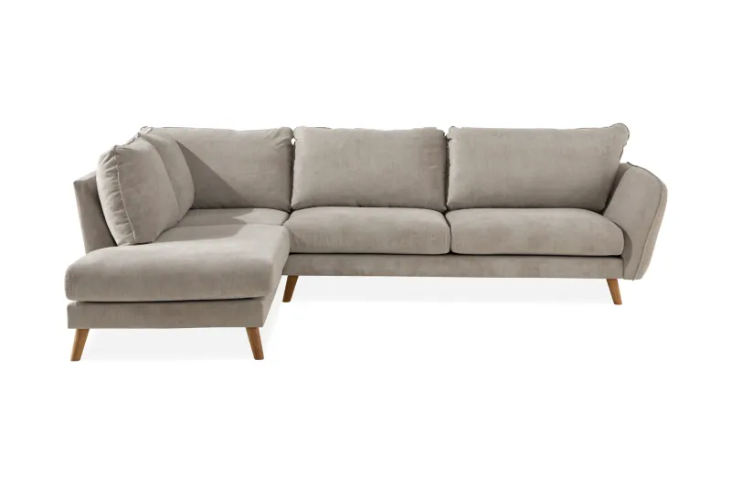 Trend Lyx 4-sits Vänstervänd L-formad Schäslongsoffa i Tyg - Beige (Art.nr 665701) — Scandi Days