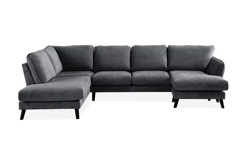 Trend Lyx 4-sits Vänstervänd U-formad Soffa med Divan och Schäslong i Tyg - Mörkgrå (Art.nr 665455) — Mörkgrå
