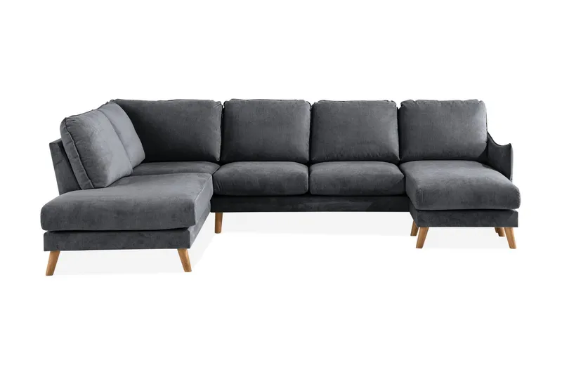 Trend Lyx U-soffa med Divan Höger - Mörkgrå/Ek — Mörkgrå/Ek