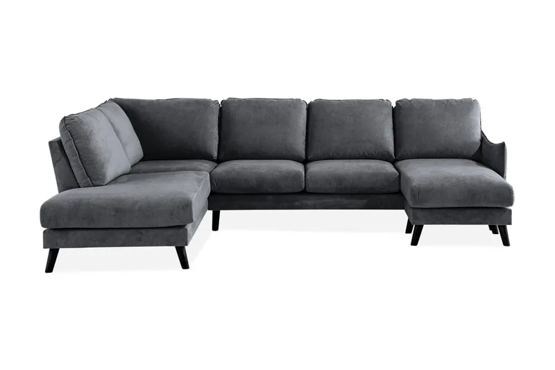 Trend Lyx U-soffa med Divan Höger - Mörkgrå/Svart — Mörkgrå/Svart