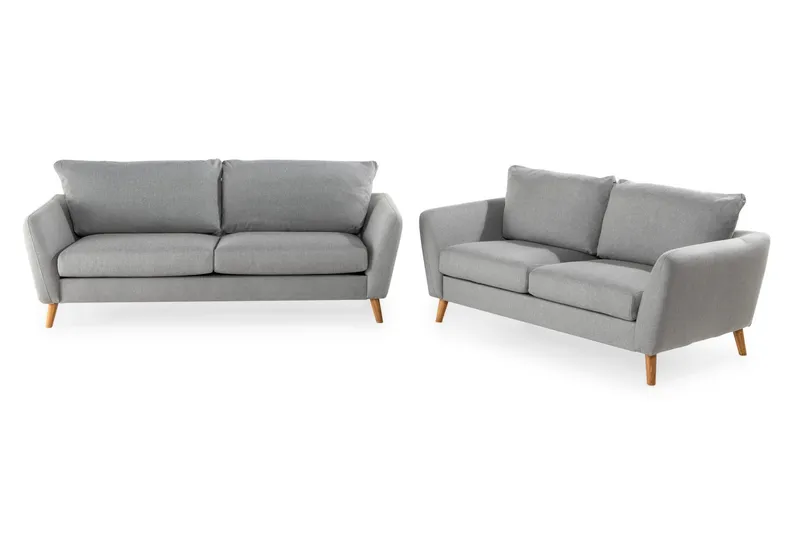Trend Soffgrupp 3-sits + 2-sits Tygsoffa - Ljusgrå — Ljusgrå