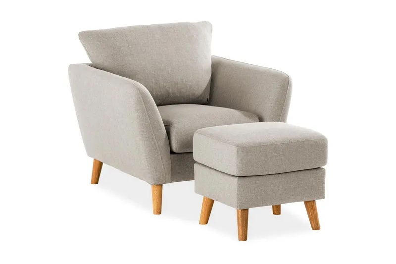 Trend Soffgrupp Fåtölj med Fotpall - Beige — Beige