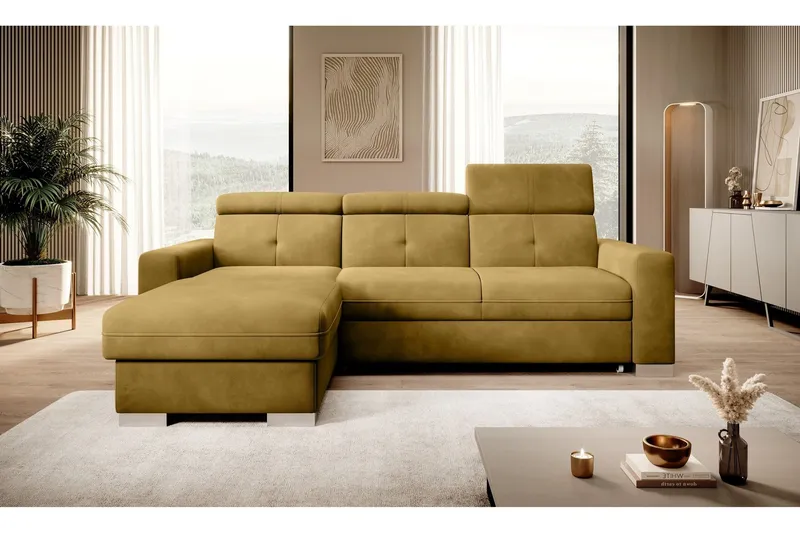 Trent Bäddsoffa m. Divan med Förvaring 3-sits - Gul (Art.nr 1722349) — Gul
