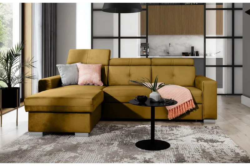 Trent Bäddsoffa m. Divan med Förvaring 3-sits - Gul (Art.nr 1722175) — Gul