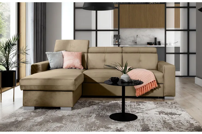 Trent Bäddsoffa m. Divan med Förvaring 3-sits - Ljusbrun (Art.nr 1722180) — Ljusbrun
