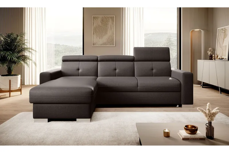 Trent Bäddsoffa m. Divan med Förvaring 3-sits - Mörkbrun (Art.nr 1722223) — Mörkbrun