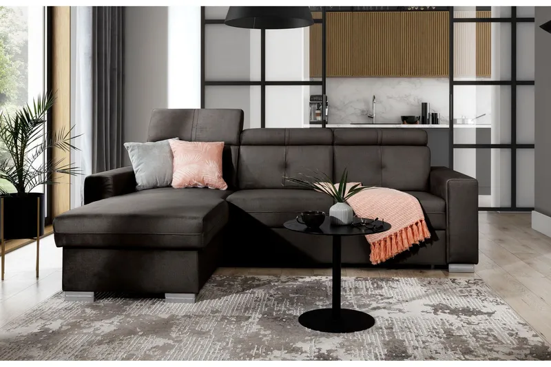 Trent Bäddsoffa m. Divan med Förvaring 3-sits - Mörkbrun (Art.nr 1722184) — Mörkbrun