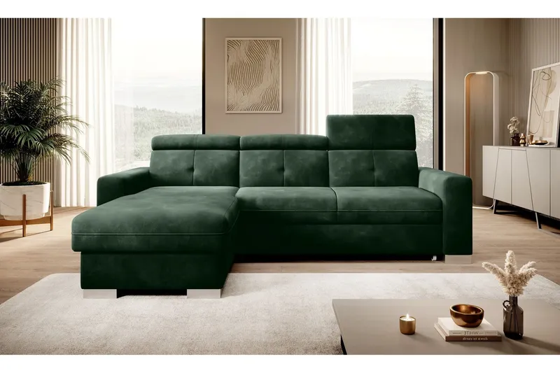 Trent Bäddsoffa m. Divan med Förvaring 3-sits - Mörkgrön (Art.nr 1722283) — Mörkgrön