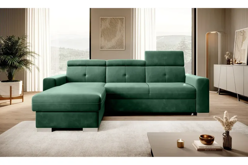Trent Bäddsoffa m. Divan med Förvaring 3-sits - Mörkgrön (Art.nr 1722574) — Mörkgrön