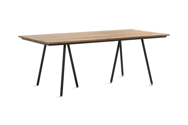 Trio Matbord Utomhus 200x100 cm – Utebord för Uteplats Akaciaträ - Svart / Akacia — Comfort Garden