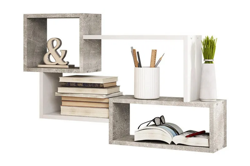 Trio Vägghylla 87x18x54 cm - Beige/Grå — Beige/Grå