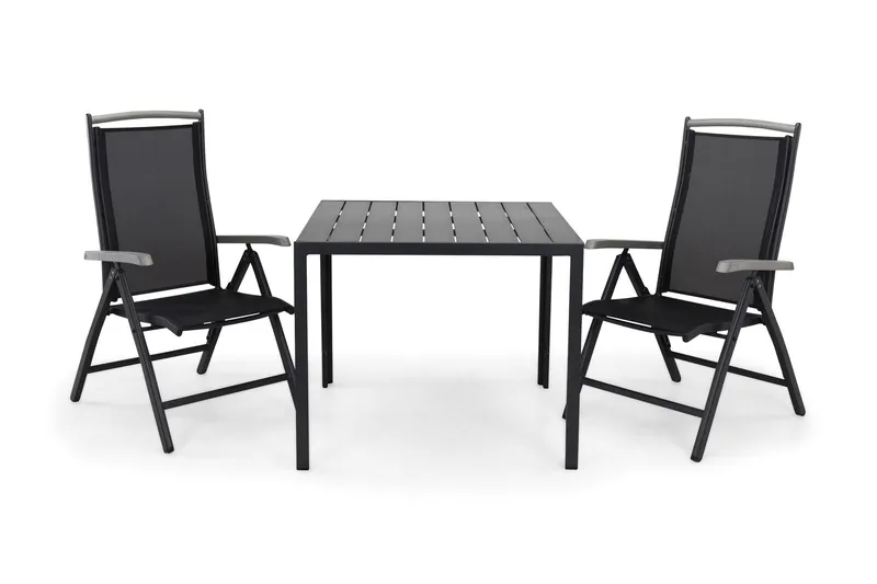 Tunis Matgrupp Utomhus 90 + 2 Monaco Lyx Positionsstol - Svart — Comfort Garden