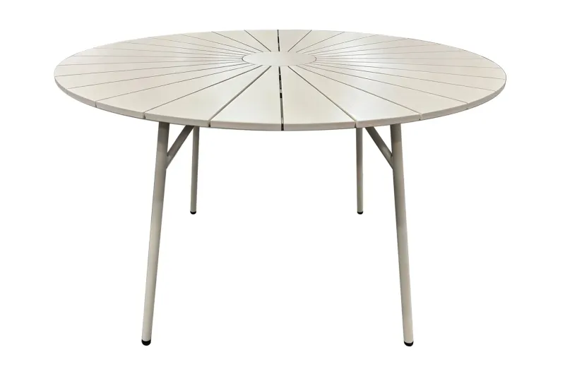 Tunis Runt Matbord utomhus 120 cm i aluminium metall - Beige — Comfort Garden