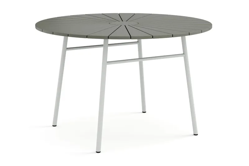 Tunis Runt Matbord utomhus 120 cm i aluminium metall - Grå/Vit — Comfort Garden