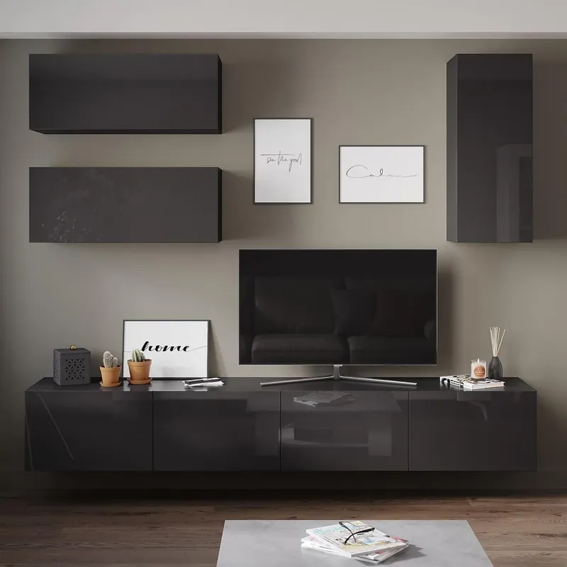 Tv-bänk | Set | 41x240 cm | Badachro - Grå — outl1.se