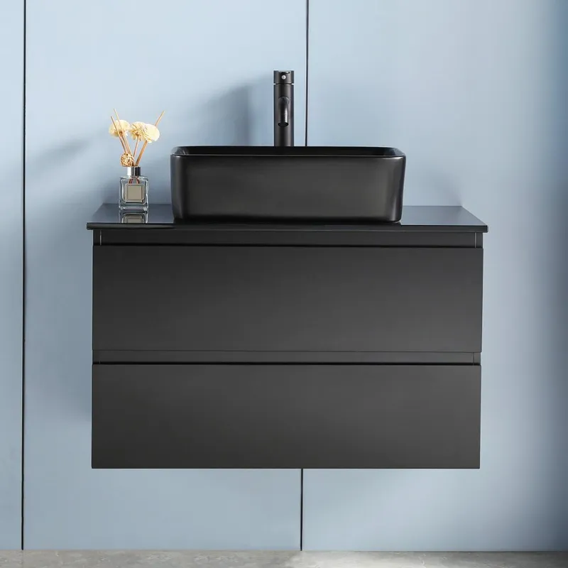 Tvättställsskåp 60cm | Med handfat i svart design | Nimbus — Lyfco