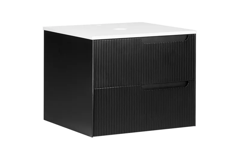 Tvättställsskåp Quintela Svart, Vit, 60x52x48 cm - Svart, Vit, 60x52x48 cm — Svart, Vit, 60x52x48 cm