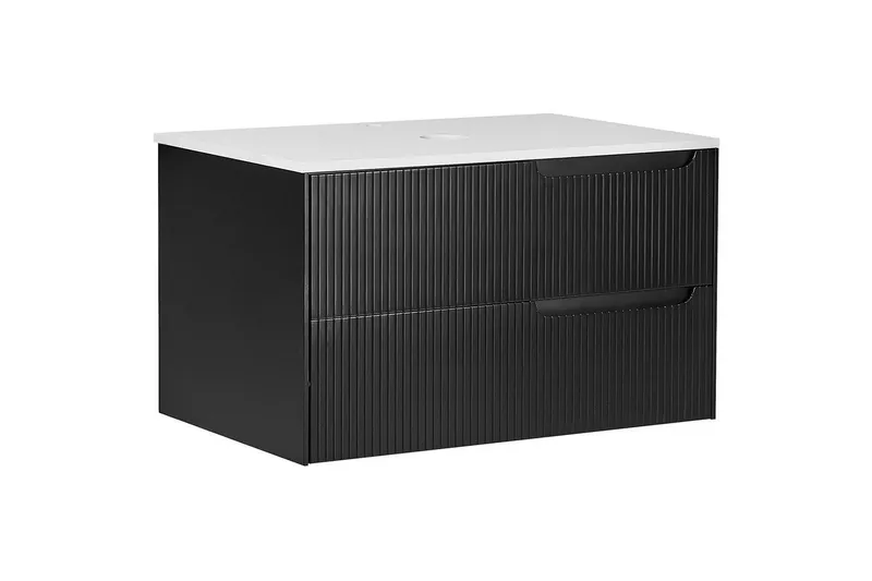 Tvättställsskåp Quintela Svart, Vit, 80x52x48 cm - Svart, Vit, 80x52x48 cm — Svart, Vit, 80x52x48 cm