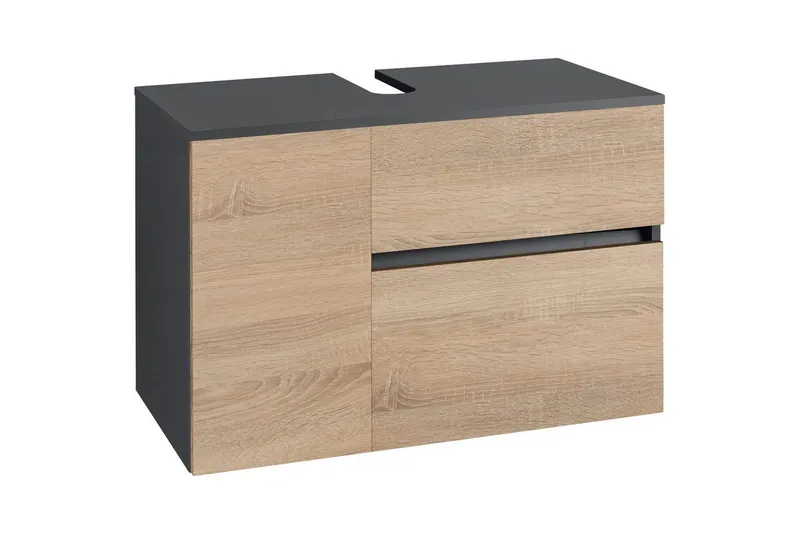 Tvättställsskåp Wisla 80x45x53 cm, Antracit/Ek - 80x45x53 cm, Antracit/Ek — Loft24