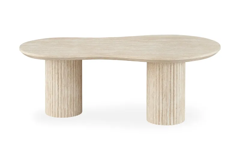 Uppveda Asymmetriskt Soffbord Travertin Utseende 130x70 cm - Beige — Andrarum