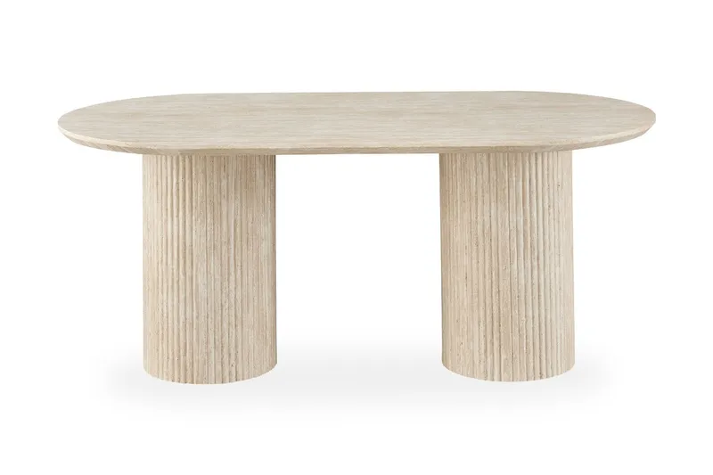 Uppveda Ovalt Matbord 180x90 cm Travertin Utseende - Beige — Andrarum