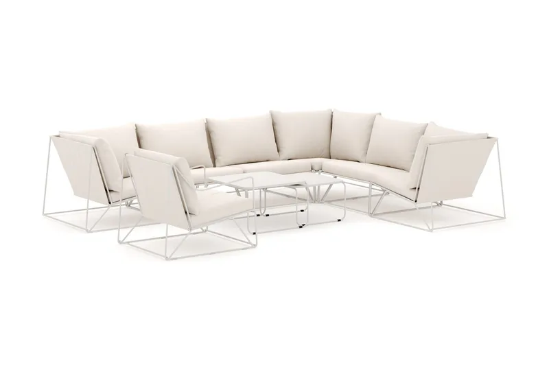 Usteryd utomhus L-soffa 7-sits vändbar med fåtölj - Beige/Beige — Comfort Garden