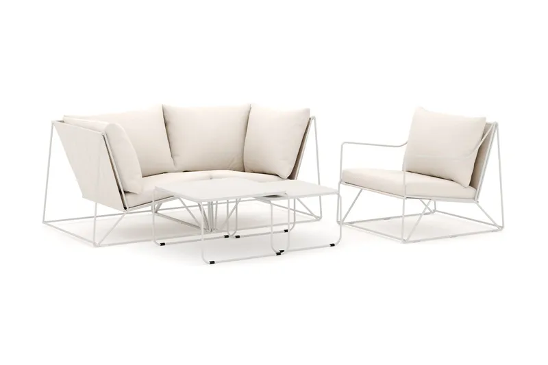 Usteryd utomhus rak 3-sits soffa med fåtölj - Beige/Beige — Comfort Garden