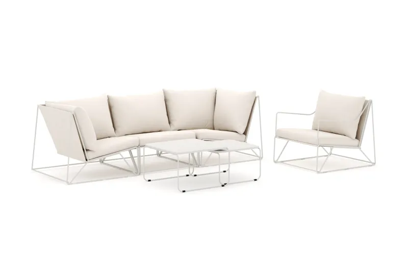 Usteryd utomhus rak 4-sits soffa med fåtölj - Beige/Beige — Comfort Garden