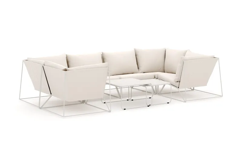 Usteryd utomhus U-soffa 6-sits med stängt avslut - Beige/Beige — Comfort Garden