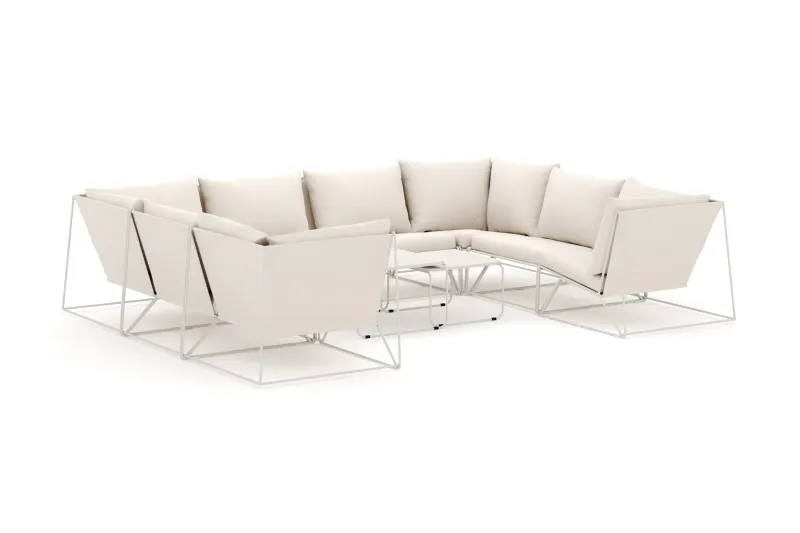 Usteryd utomhus U-soffa 8-sits med stängt avslut - Beige/Beige — Comfort Garden